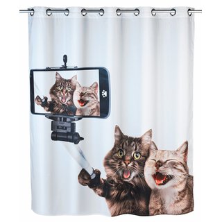 Wenko Duschvorhang 180x200 cm Selfie Cat flex Polyester