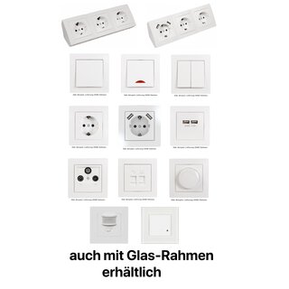 Steckdosenblock,Wechselschalter,Taster,Licht-Schalter,Dimmer,Steckdose, Antennendose Glasrahmen