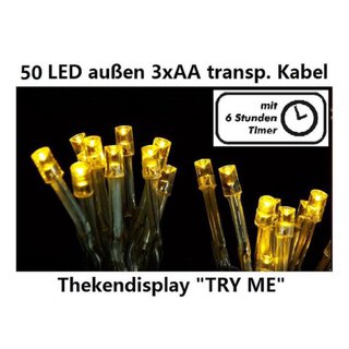 50er LED Lichterkette Innen & Aussen Zeitschaltuhr Batteriebetrieben  IP44