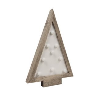 LED Dekolicht Holz Weihnachtsbaum mit Holzrahmen, 9 LED Batteriebetrieben