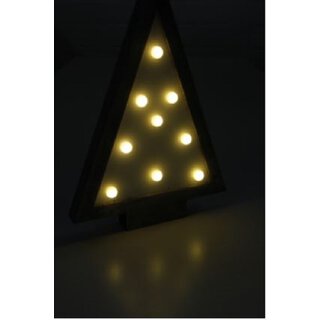 LED Dekolicht Holz Weihnachtsbaum mit Holzrahmen, 9 LED Batteriebetrieben