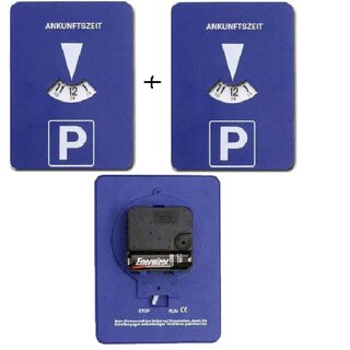 2xMitlaufende Parkscheibe mit Uhrwerk elektronische Parkuhr Run Stop Schalter